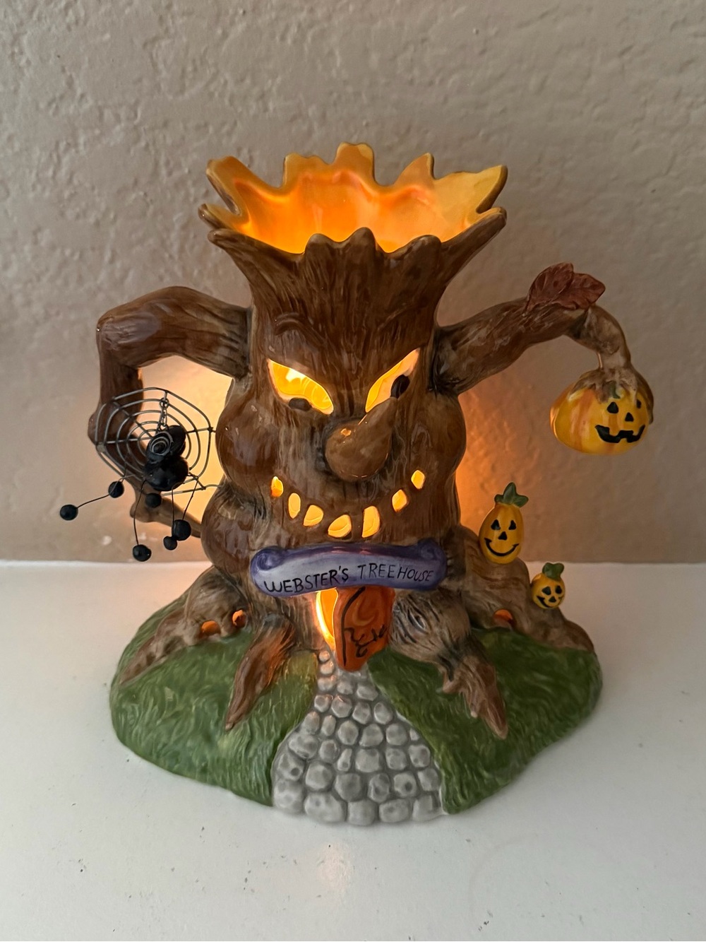 Blue Sky Webster's Treehouse Large Tealight Candle Holder Halloween Decor NEW